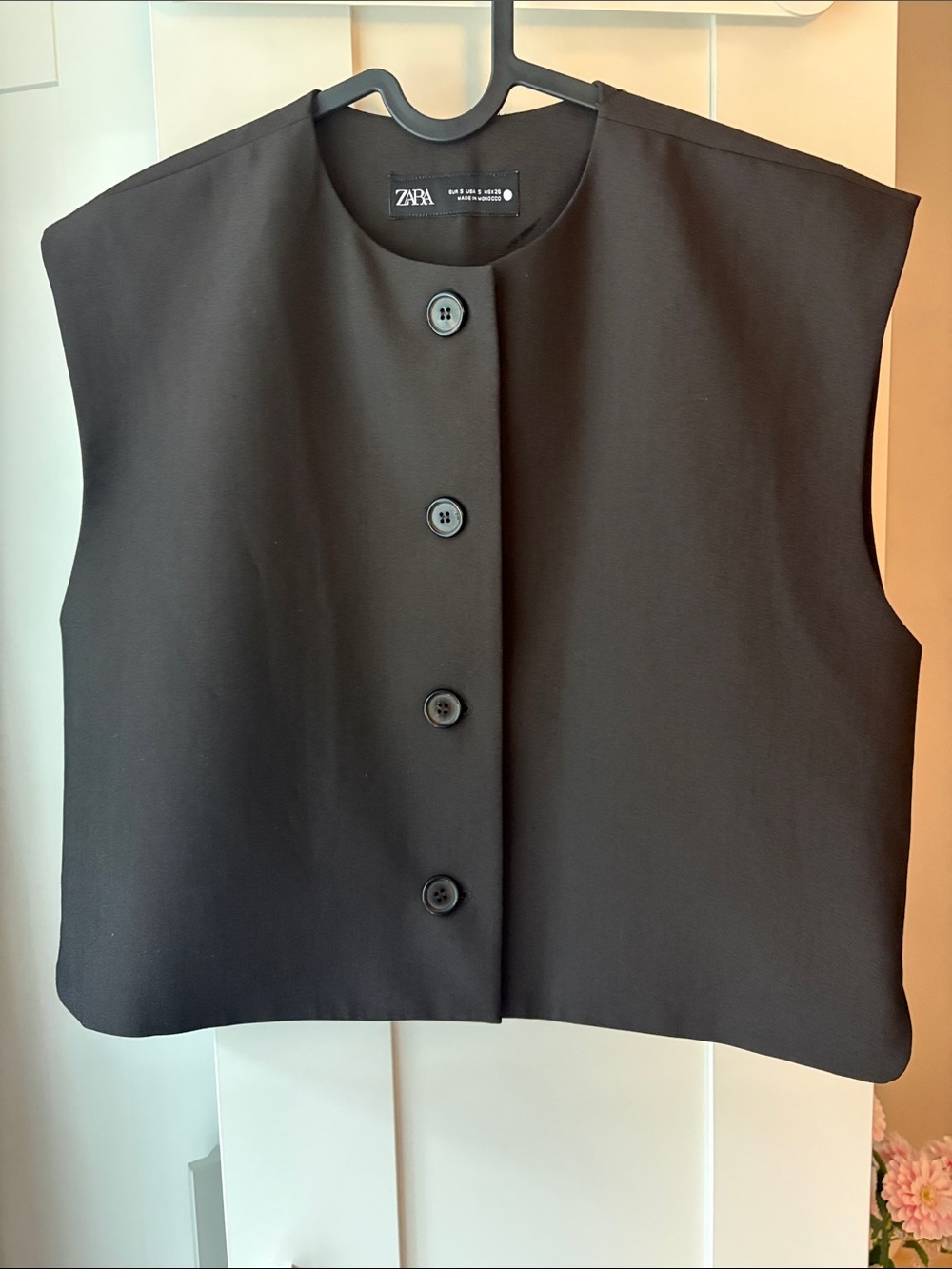 Zara Dark Brown Cropped Structured Sleeveless Vest